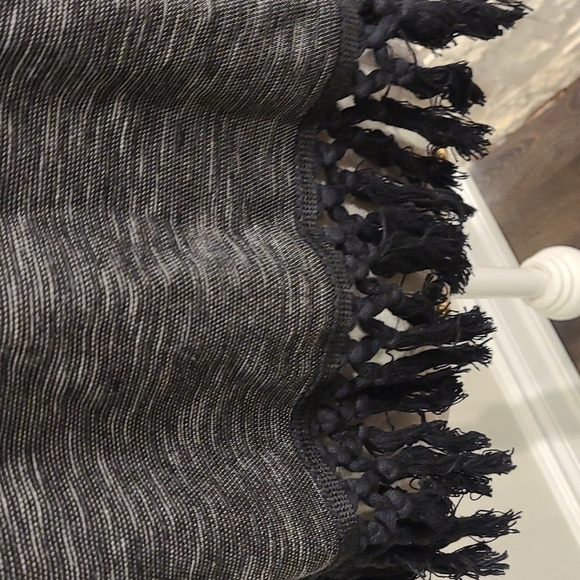 Jaime Heather black crew neck top with black fringes - Picture 2 of 6